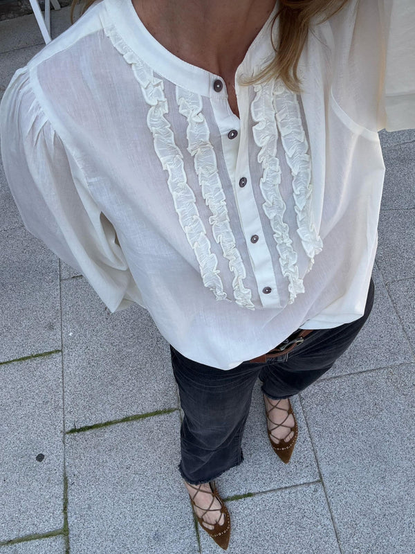 camisa cruda jareta pecho