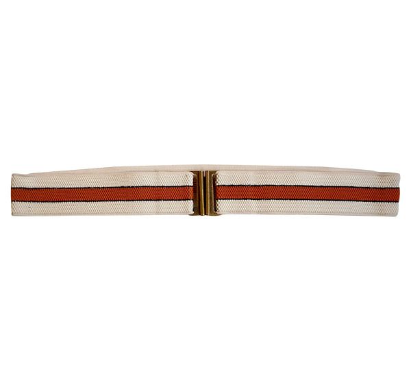 cinturón elástico rayas naranja beige y negro
