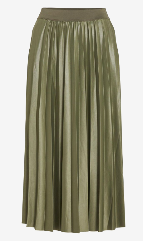 falda tablas brillo verde