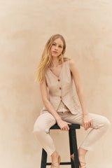 pantalon largo de lino
