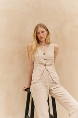 pantalon largo de lino