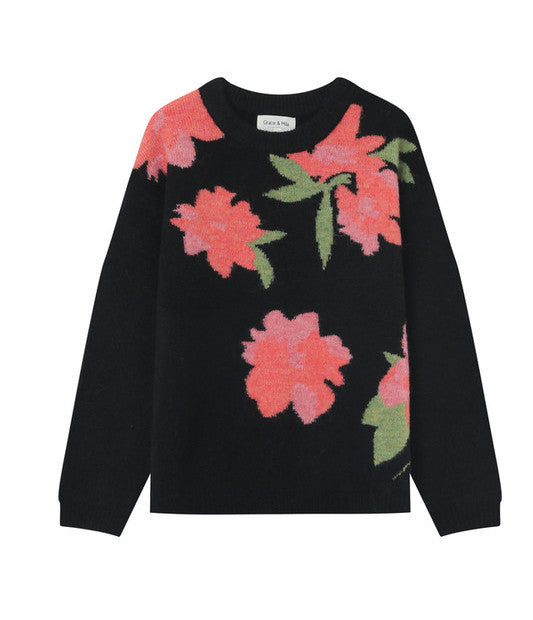 jersey negro flores coral