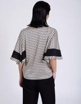 camisa satinada estampado retro