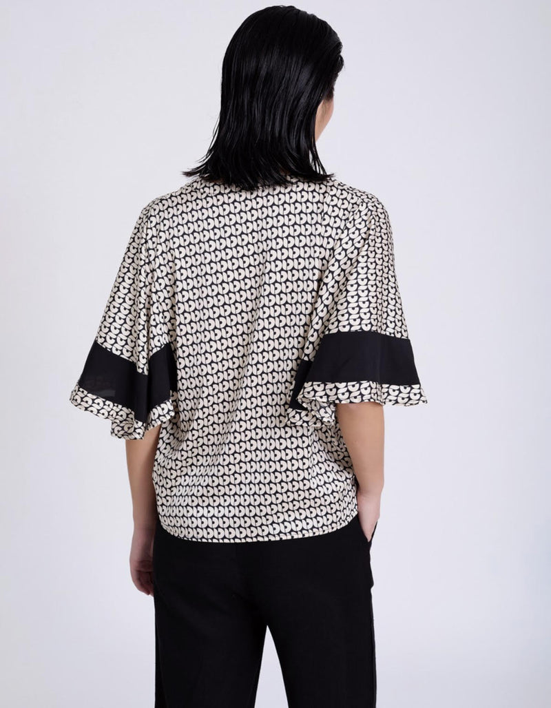 camisa satinada estampado retro