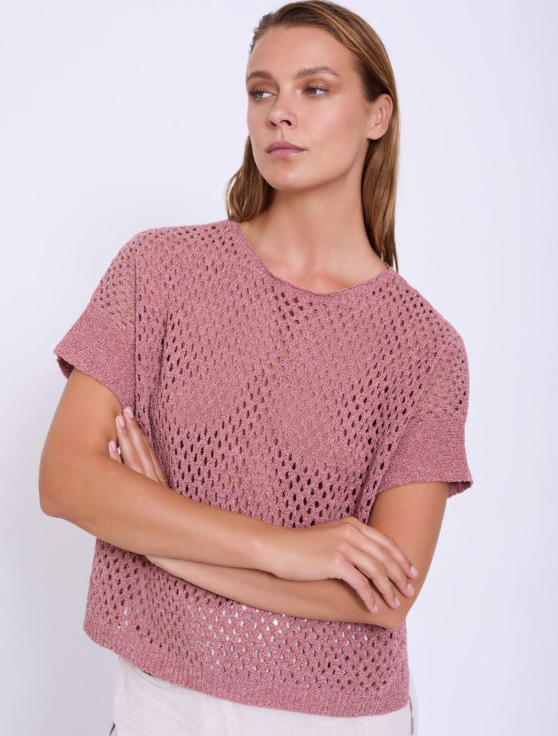 jersey punto calado manga corta detalle lagrima boton espalda