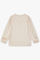 camisa cuello pico manga 3/4 beige