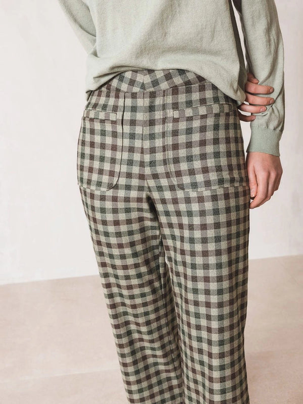 Pantalon cuadros bolsillo delantero verde