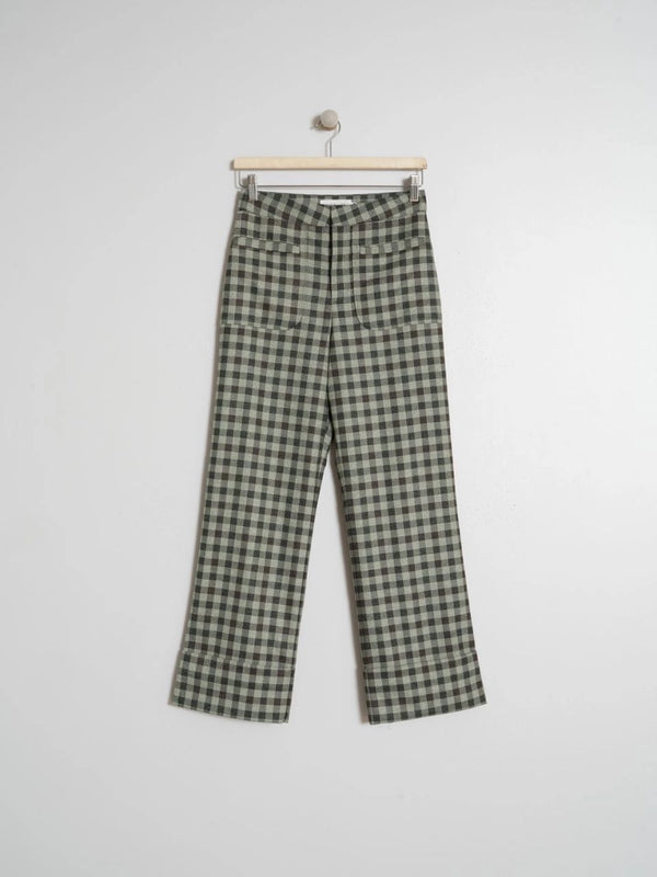 Pantalon cuadros bolsillo delantero verde