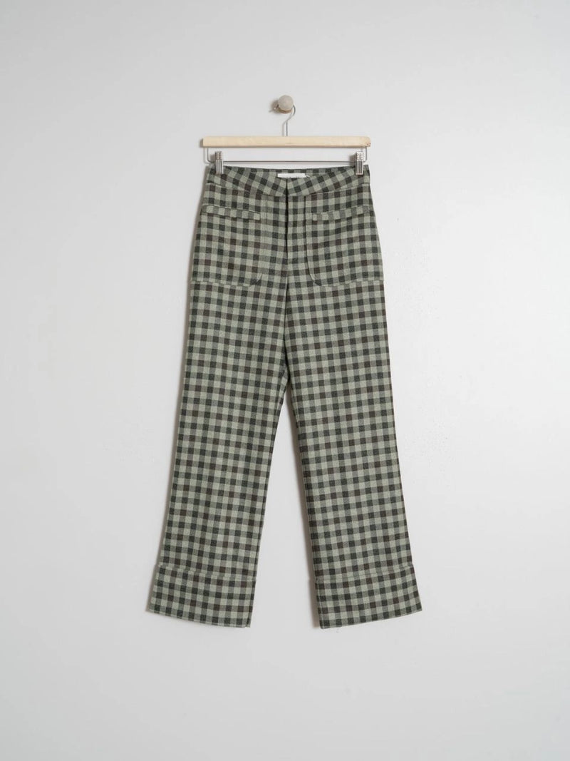 Pantalon cuadros bolsillo delantero verde