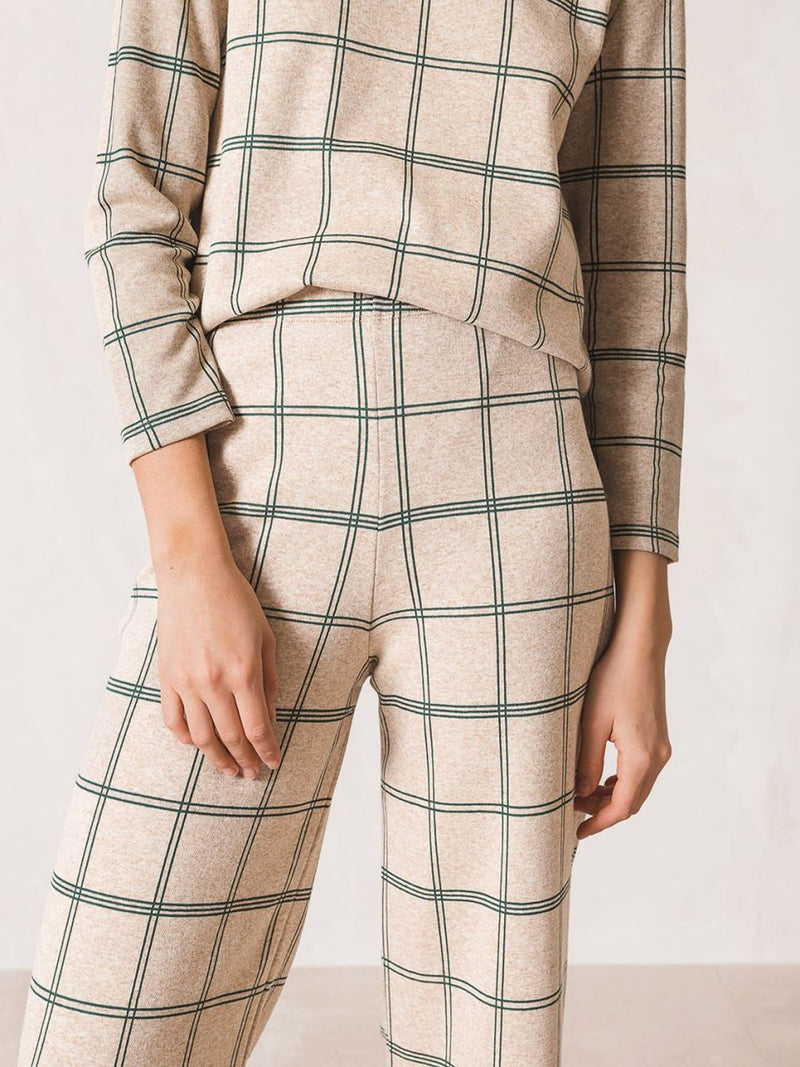 Pantalon elastico recto ancho cuadros