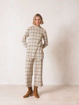 Pantalon elastico recto ancho cuadros