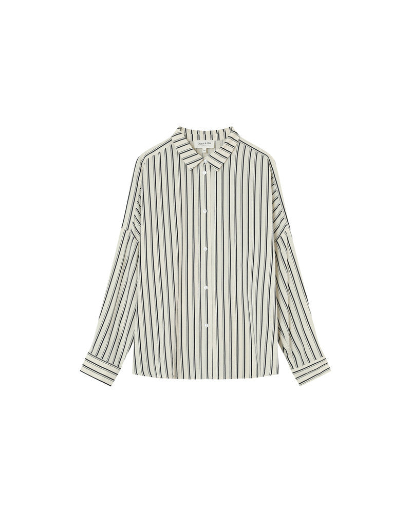 Camisa rayas beige/azul