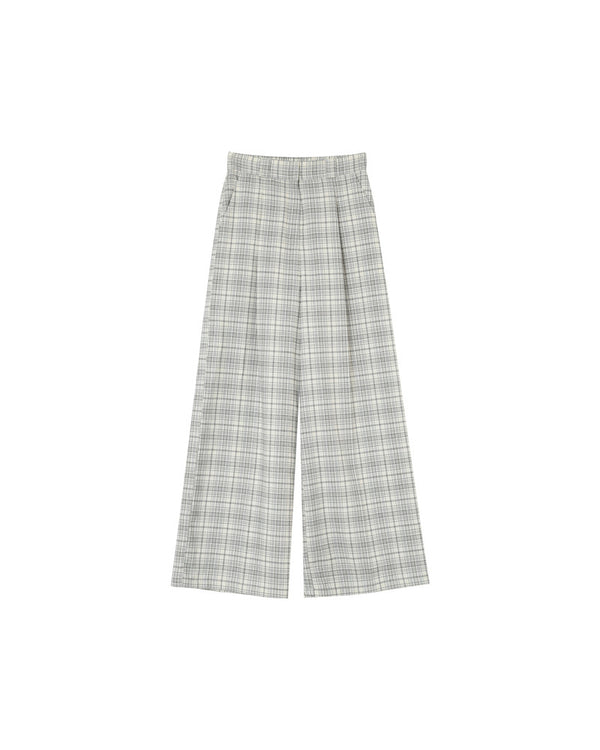 Pantalon cuadros blanco/gris pata ancha