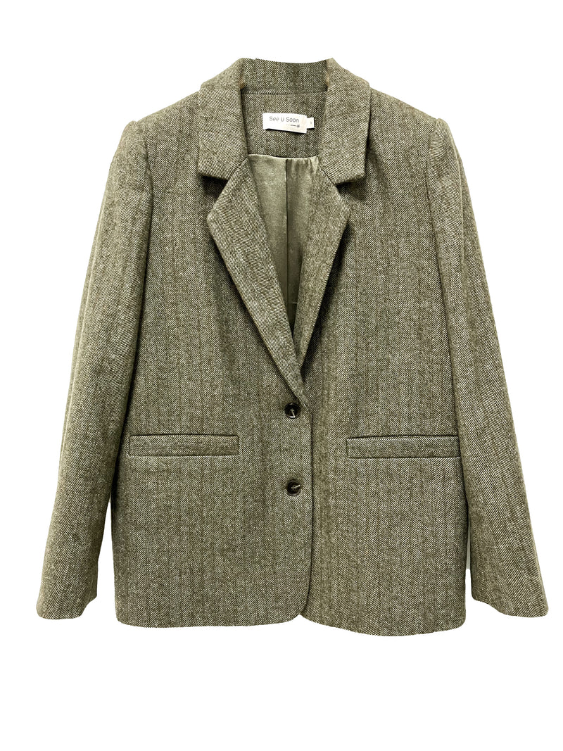Blazer espiguilla verde