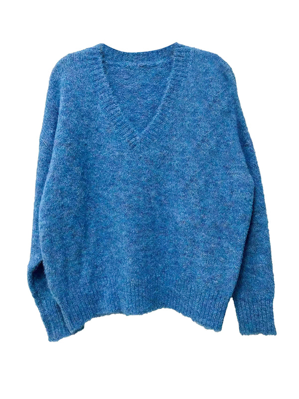 Jersey cuello pico azul