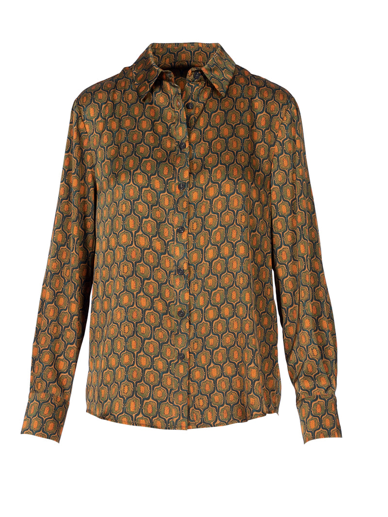 CAMISA KAKI DIBUJO ESPIGA NARANJA