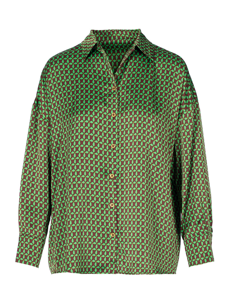 CAMISA FLOR MARRON/VERDE