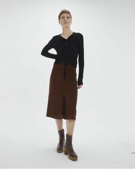 Falda midi entalladacuadros