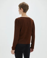 Camisa cuadros manga larga cuello pico