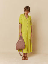 vestido camisero abotonado con bolsillos