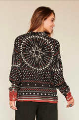 Camisa estrellas/rombos negra/granate/blanca