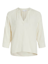Camisa cuello pico manga 3/4 con bordado