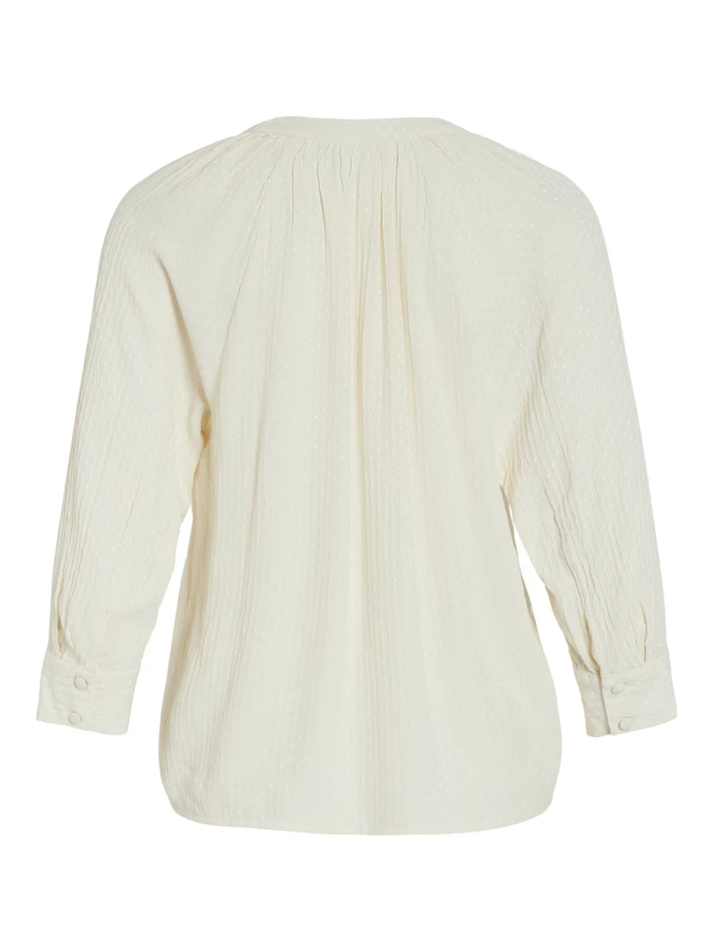 Camisa cuello pico manga 3/4 con bordado