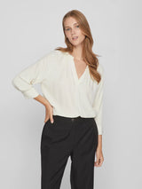 Camisa cuello pico manga 3/4 con bordado