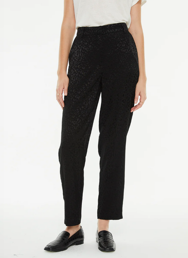 pantalon recto jacquard tejido satinado animal print negro