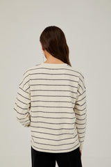 Sudadera cuello redondo raya
