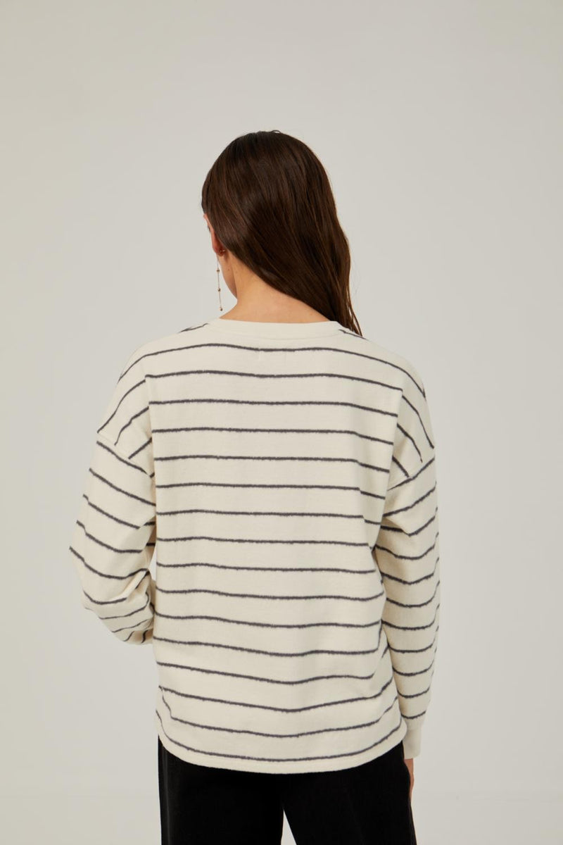 Sudadera cuello redondo raya