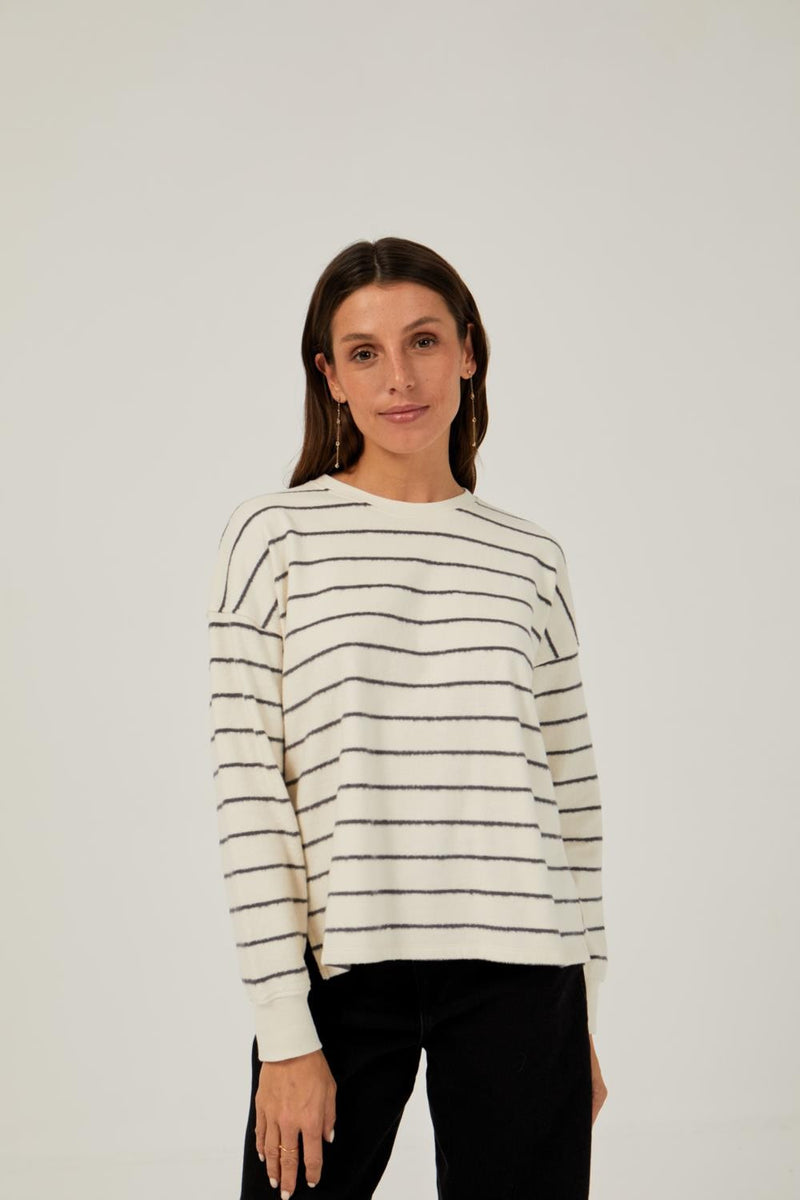 Sudadera cuello redondo raya