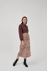 Falda midi semillas rosa/granate