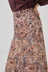 Falda midi semillas rosa/granate