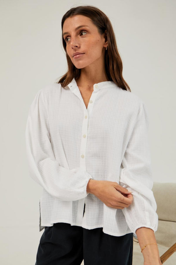 Blusa escote redondo blanca