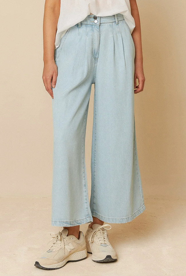 pantalon tejano ancho pinzas