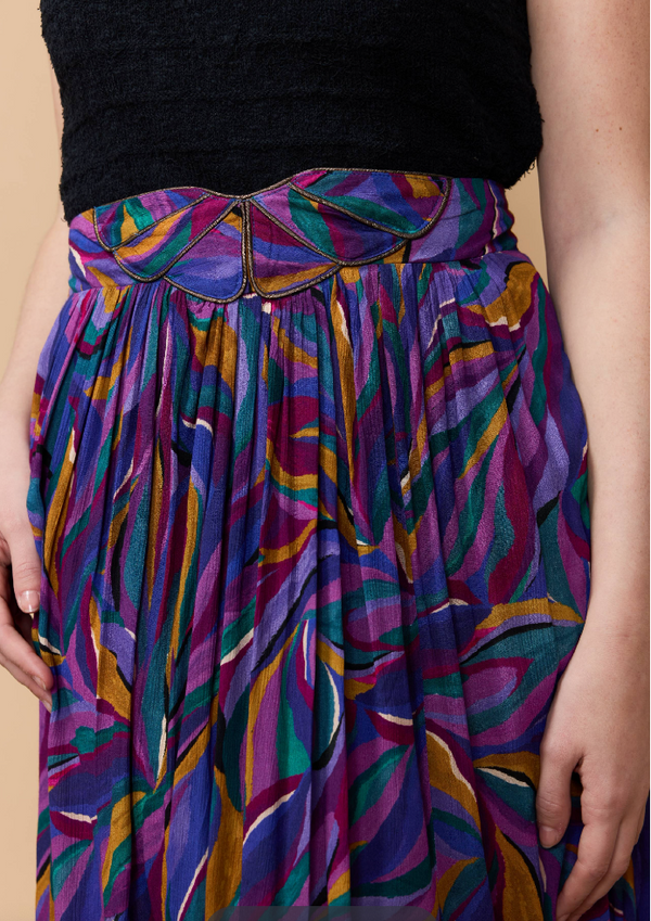 falda detalle en cintura multicolor hojas