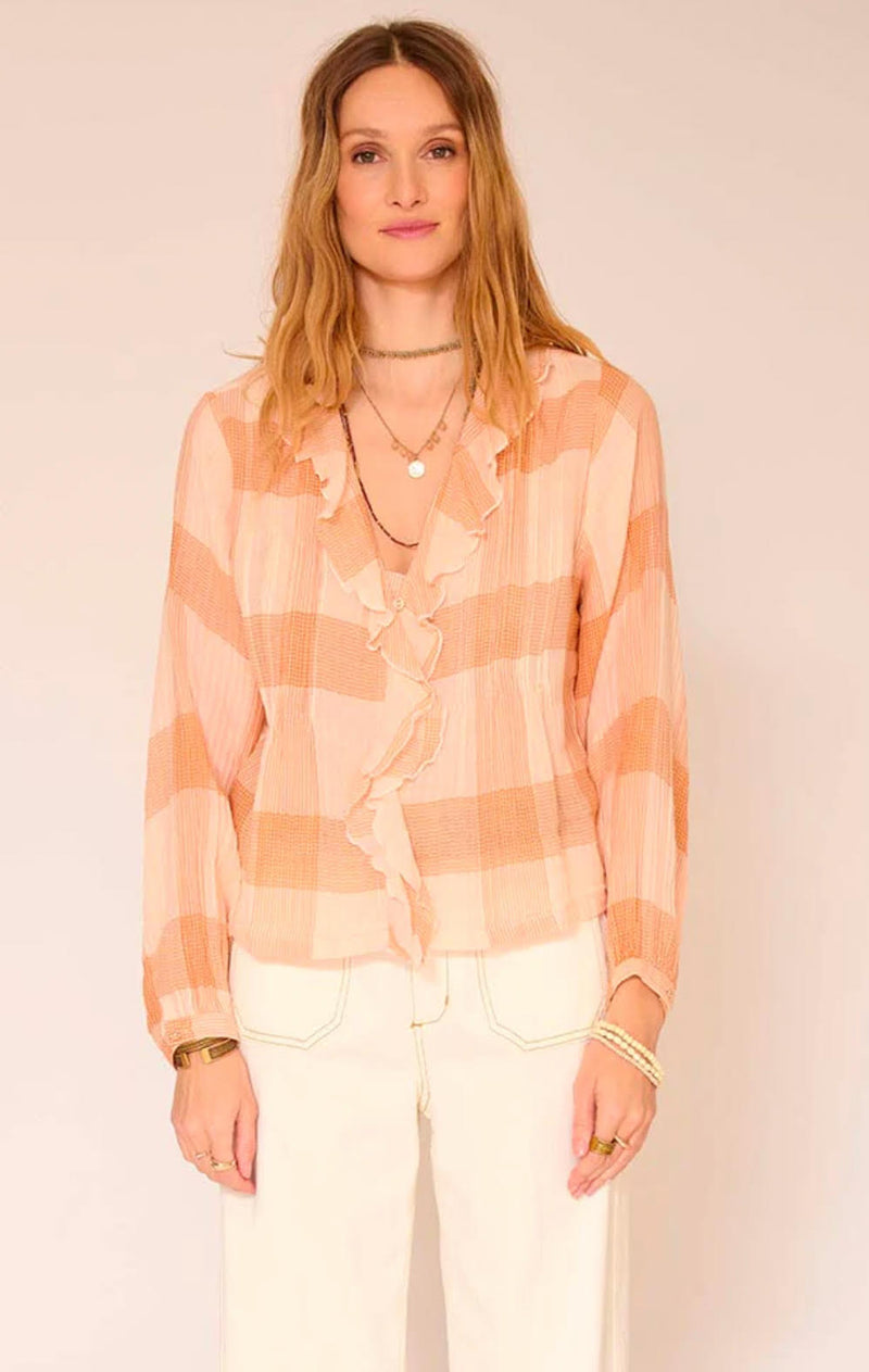 camisa cuadros y jaretas con volante