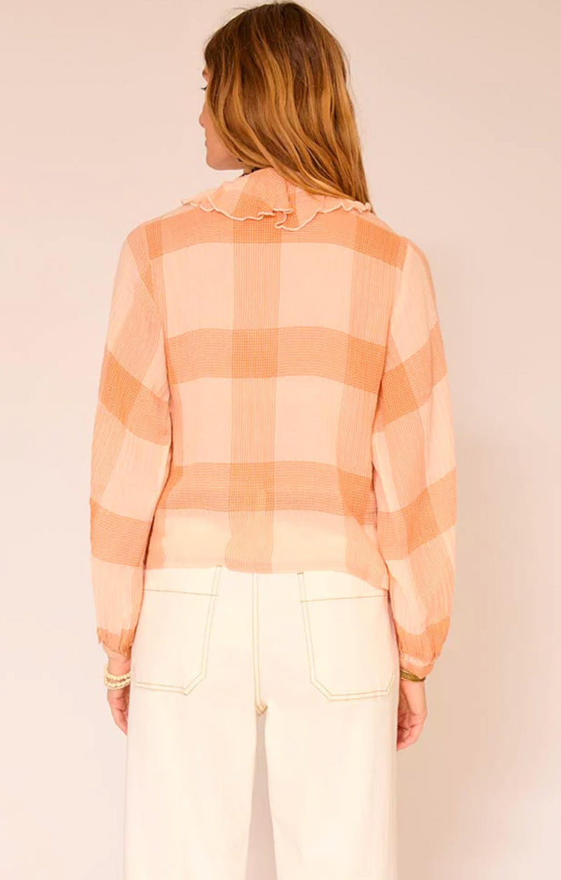 camisa cuadros y jaretas con volante