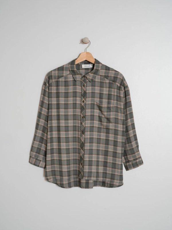 Camisa cuadros verde/beige