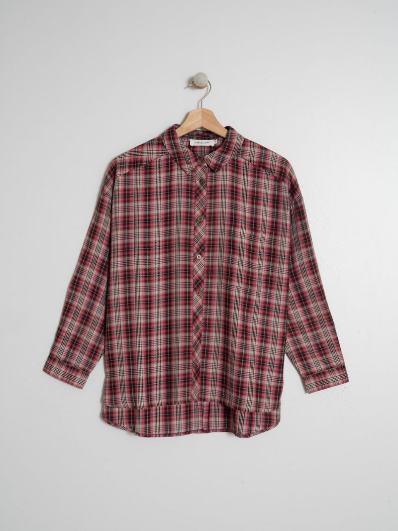 Camisa cuadros burdeos/negro