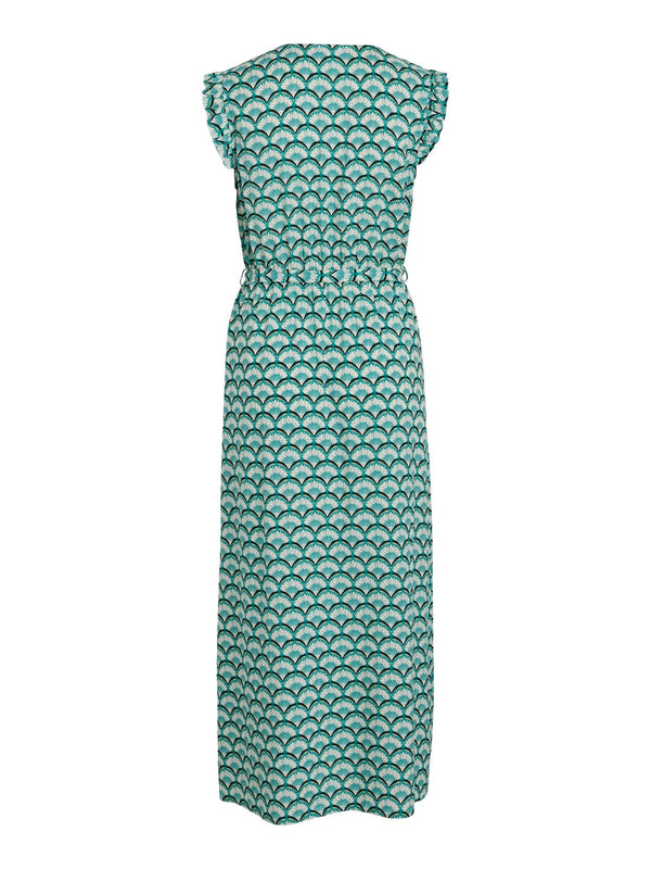 VESTIDO ABANICOS TURQUESA