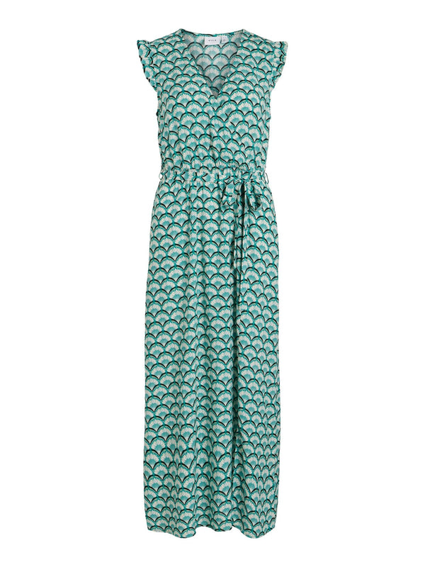 VESTIDO ABANICOS TURQUESA
