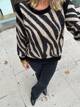 JERSEY CEBRA NEGRO BEIGE VOLANTE MANGA