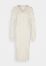 Vestido punto canale largo 3/4 crudo