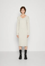 Vestido punto canale largo 3/4 crudo
