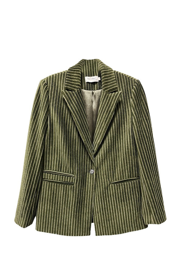 Blazer verde rayas terciopelo