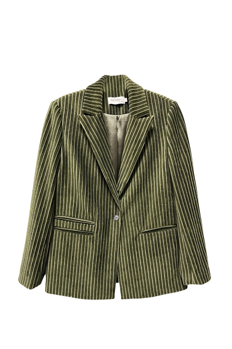 Blazer verde rayas terciopelo