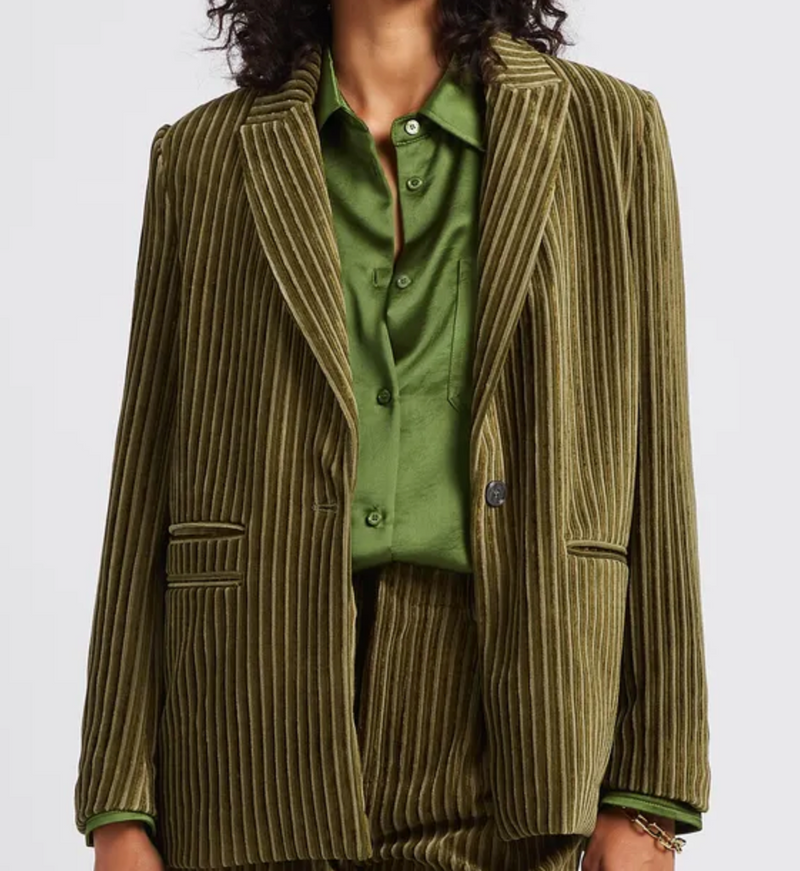 Blazer verde rayas terciopelo
