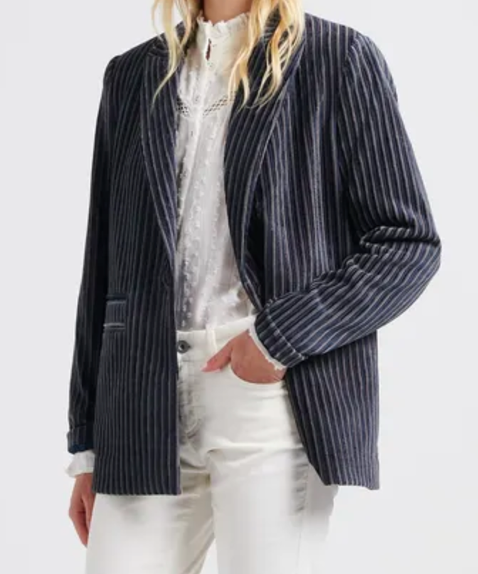 Blazer azul rayas terciopelo